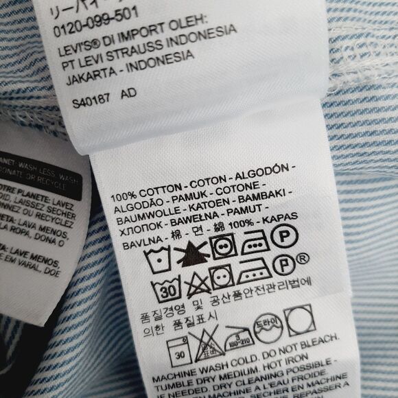 LEVI'S 100% Cotton Bow Neck Tie Button Down Top Pinstripe Sz M - Picture 15 of 16